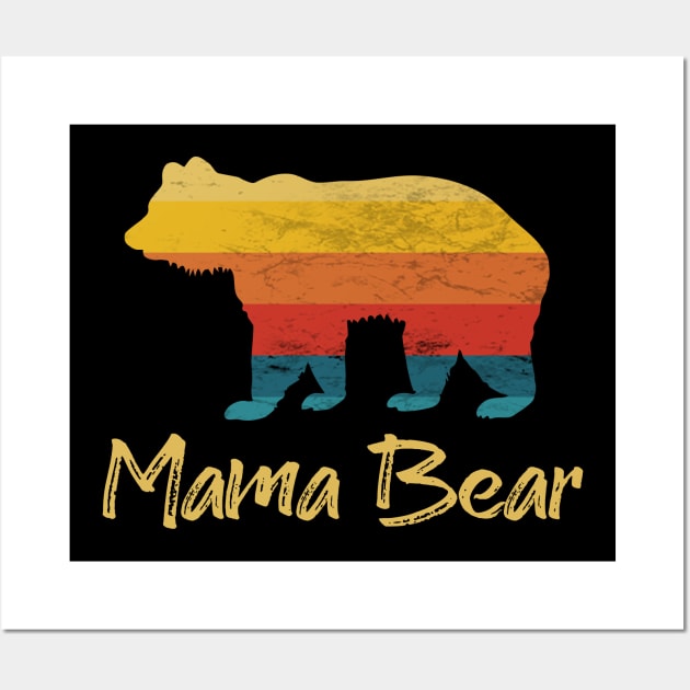 Mama Bear Vintage Retro Sunset Wall Art by Scar